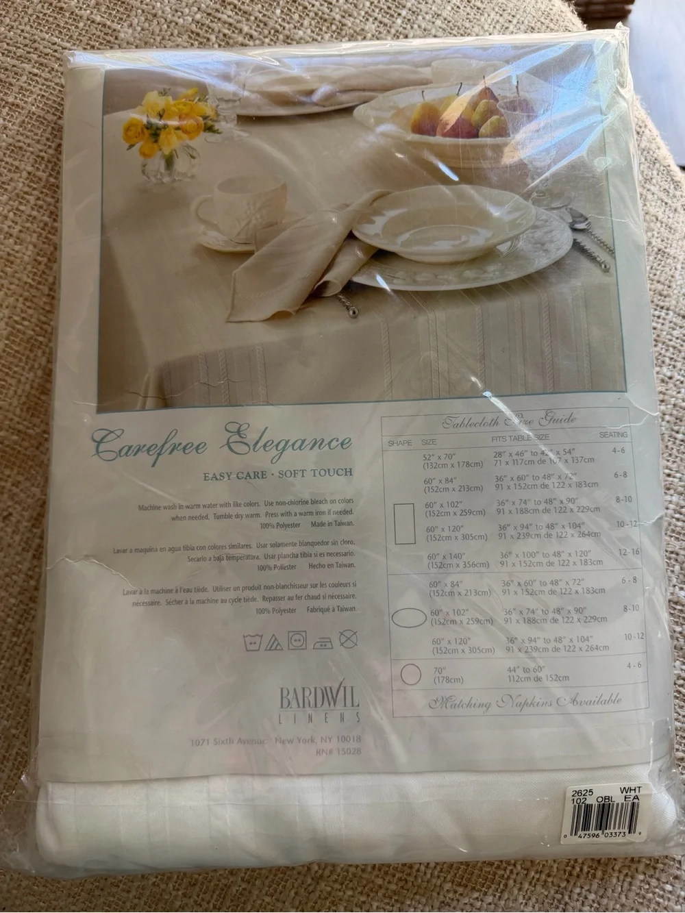 Carefree Elegance Tablecloth - White